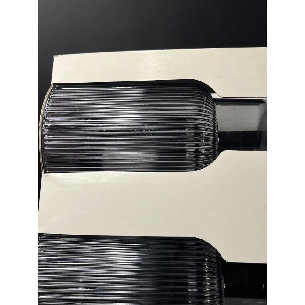 AARON PROBYN West Elm Fluted Ribbed Acrylic Modern Drink Tumblers Grey Set Of 4